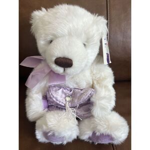 Zales White Plush Gund Teddy Bear 15" W/Tags and Make A Wish Gift‎ Holder Easter